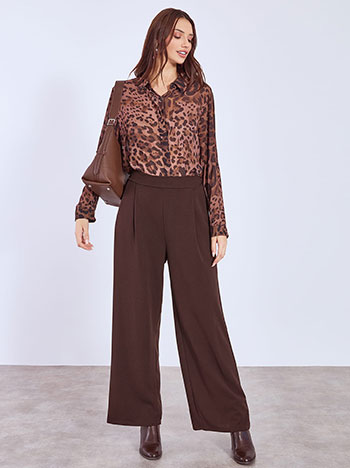 Παντελόνα με πιέτες σε καφέ σκούρο