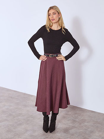 Skirt midi A-line in dark purple