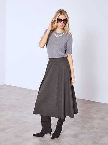Skirt midi A-line in charcoal