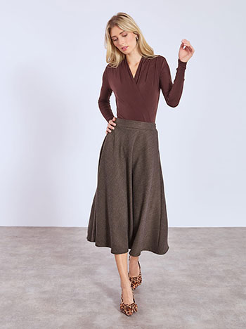 Skirt midi A-line in dark brown