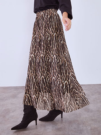 Φούστα μίντι λεοπάρ σε καφέ