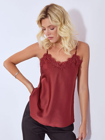 Lingerie with lace details in wine red