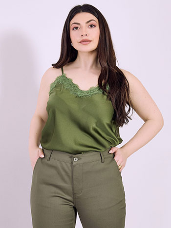 Lingerie with lace details in khaki