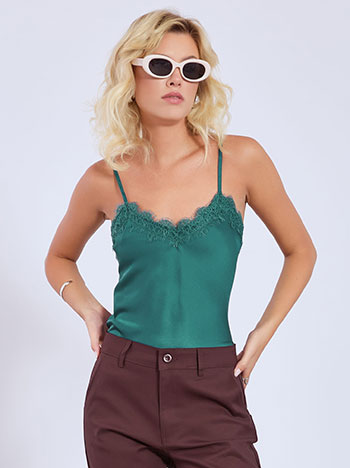 Lingerie with lace details in teal