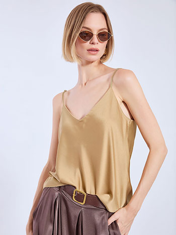 Lingerie top satin in dark beige