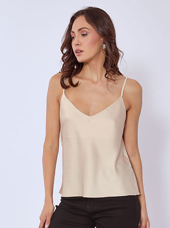 Lingerie top satin in beige