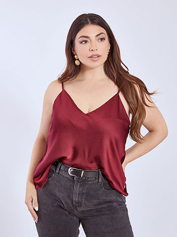 Lingerie top satin in wine red