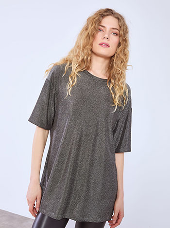 Μπλούζα μακριά μεταλλιζέ σε ασημί