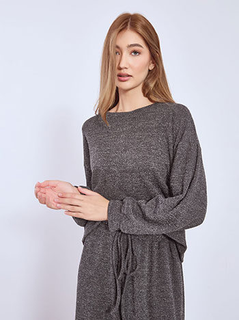 Top with metallic details in dark grey
