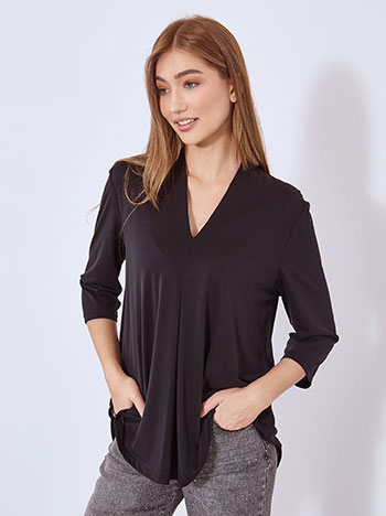 Top with pleat in black