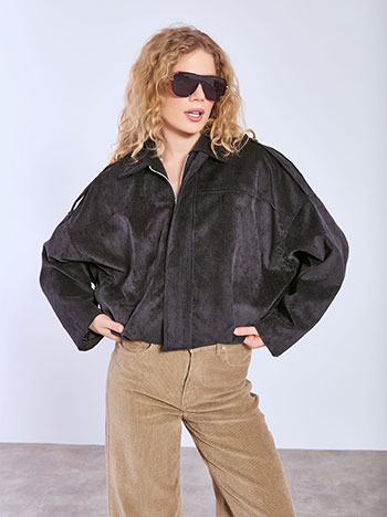 Jacket corduroy with collar in black