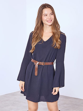 Dress mini with flare sleeves in dark blue