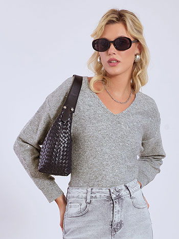 Sweater with sequins in grey