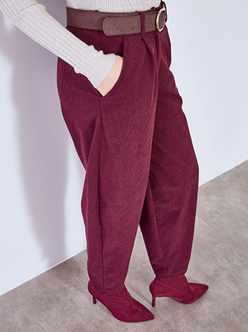 Παντελόνι κοτλέ barrel σε μπορντό