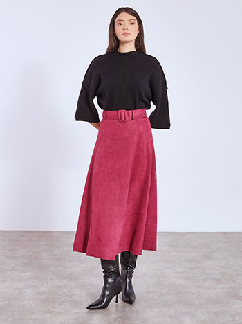 Skirt midi suede like in magenta