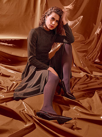 Dress asymmetric metallic in brown