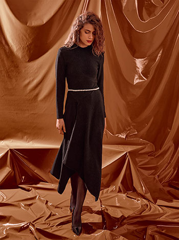 Dress asymmetric metallic in black