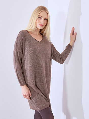 Φόρεμα μίνι μεταλλιζέ σε καφέ