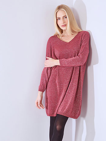 Φόρεμα μίνι μεταλλιζέ σε μπορντό