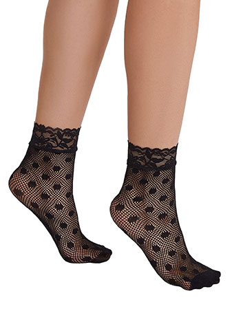 Socks fishnet polka dot in black