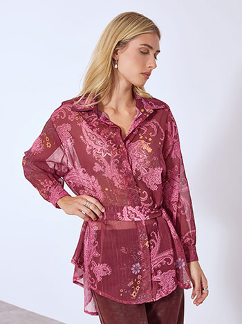 Πουκαμίσα με λαχούρια σε μπορντό