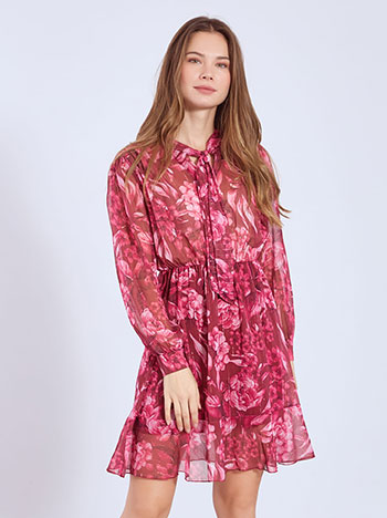 Φόρεμα μίνι floral σε μπορντό