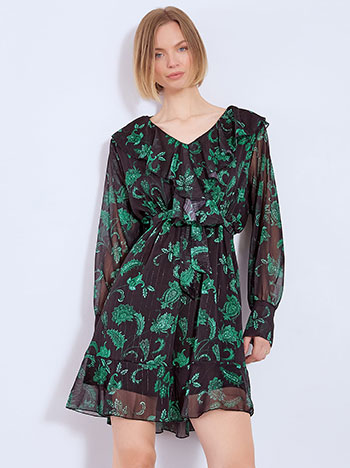 Dress paisley mini with ruffles in black