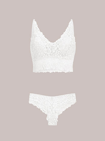 Σετ εσωρούχων απο δαντέλα σε λευκό