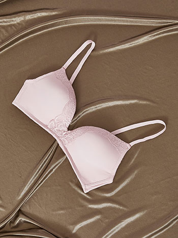 Bra rib with lace details in dusty pink