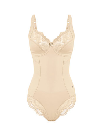 Κορμάκι σύσφιξης με δαντέλα σε μπεζ