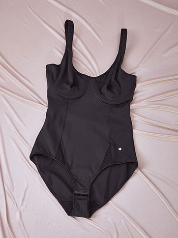 Κορμάκι ελαστικό με μπανέλα σε μαύρο