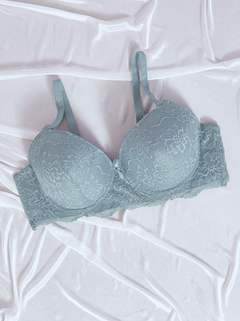 Bra with lace in rough blue