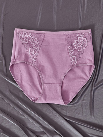 Brief monochrome with lace in purple