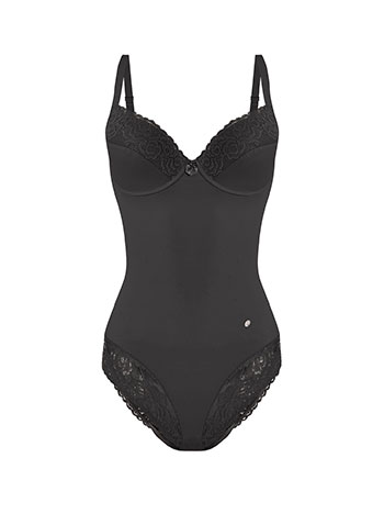 Κορμάκι ελαστικό με δαντέλα σε μαύρο