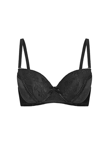 Σουτιέν βελούδινο με δαντέλα σε μαύρο