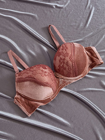 Σουτιέν βελούδινο με δαντέλα σε σάπιο μήλο
