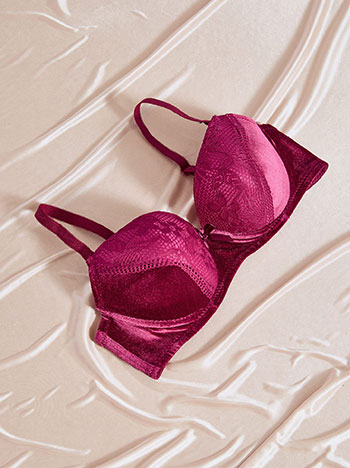 Σουτιέν βελούδινο με δαντέλα σε magenta