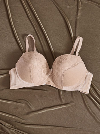 Bra velvet in beige