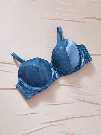 Bra velvet with lace in blue