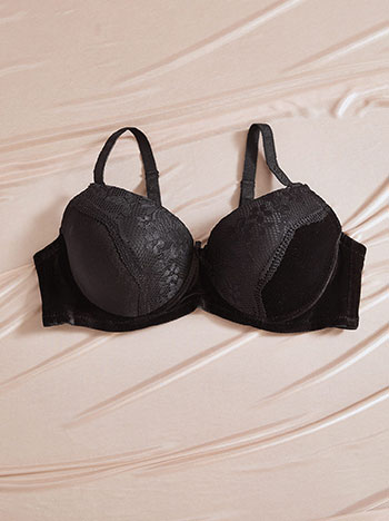 Bra velvet with lace in black