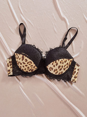 Bra leopard with lace in beige