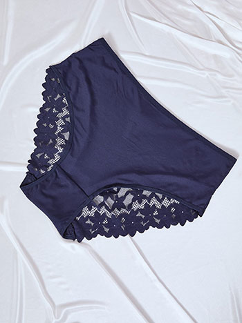 Plus size σλιπ με δαντέλα στο πίσω μέρος σε σκούρο μπλε