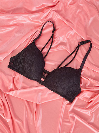 Bra with front fastening in black