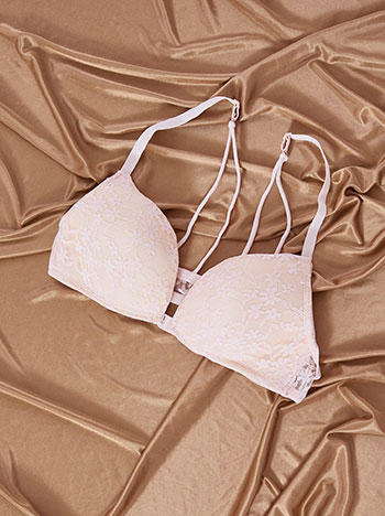 Bra with front fastening in pink