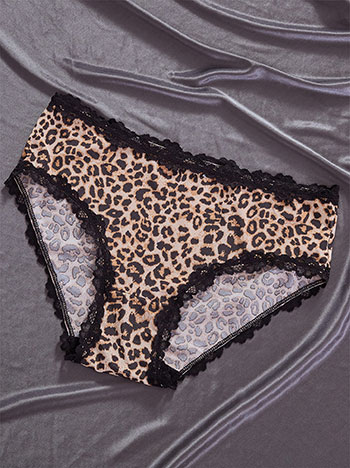 Brief with animal print in light beige