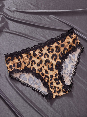 Brief with animal print in brown