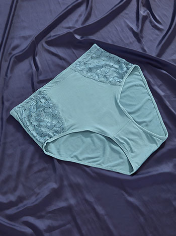 Σλιπ με λεπτομέρειες δαντέλας σε πετρόλ