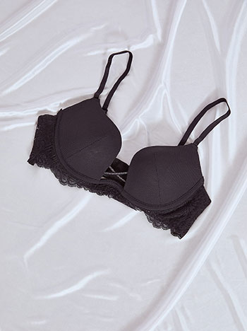 Σουτιέν με χιαστί λεπτομέρεια σε μαύρο