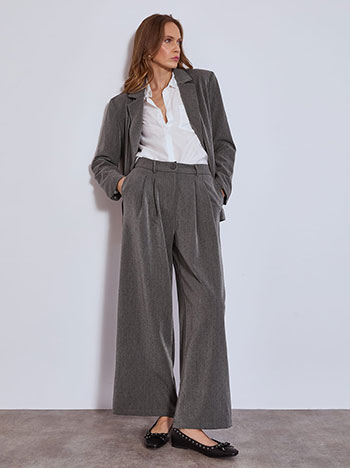 Blazer and wide leg trousers with strass set in grey