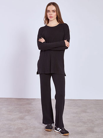 Set knitted rib in black